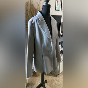 Classic Gray Women's Blazer with Pockets
